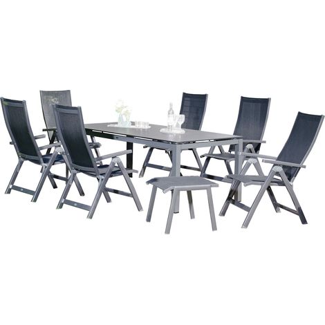 Sonnenpartner 8-teilige Sitzgruppe Fresno & Base 160x90 cm Aluminium anthrazit