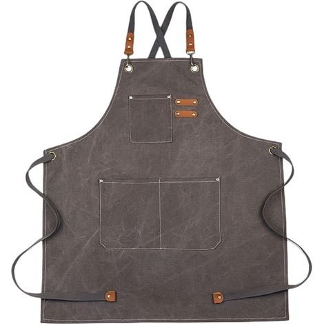Grembiule da barbecue in tela 68 x 85 cm con tracolla regolabile, grembiuli da cucina con 3 tasche, grembiule da donna, grembiule da uomo per giardinaggio, ristorante, barbecue (1/5)