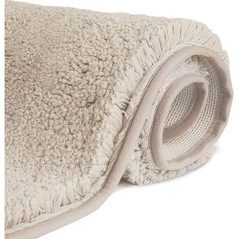 Alfombrilla de baño antideslizante de microfibra de pelo largo, alfombra de suelo lavable a máquina de alta absorción de agua para ducha y baño. (1/2)