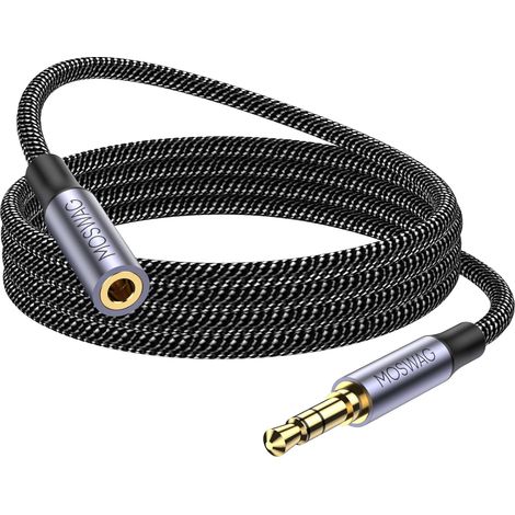 Rallonge Audio Jack 3.5 mm Mâle vers Femelle Stéréo 3 Pôles 1M Câble Extension Audio Stéréo Nylon Tressé Durable Compatible avec Casque,Voitures,TV,DVD,Smartphone,Tablette (1/5)