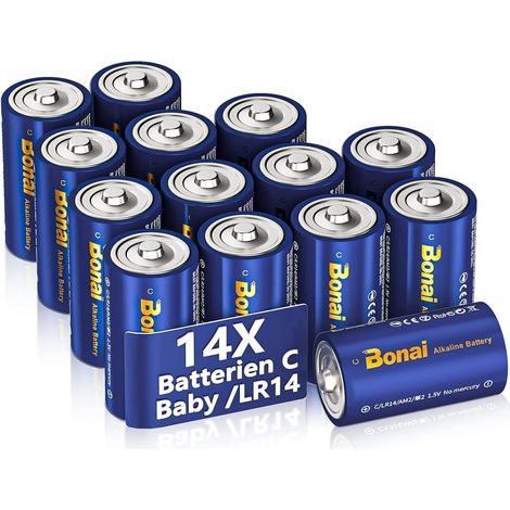 Lot de 14 Piles alcalines 1,5 V LR14 Baby C avec Grande capacité, 10 Ans de Stockage et Anti-Fuite, idéales pour Jouets, Lampes de Poche et cuisinière à gaz (1/5)