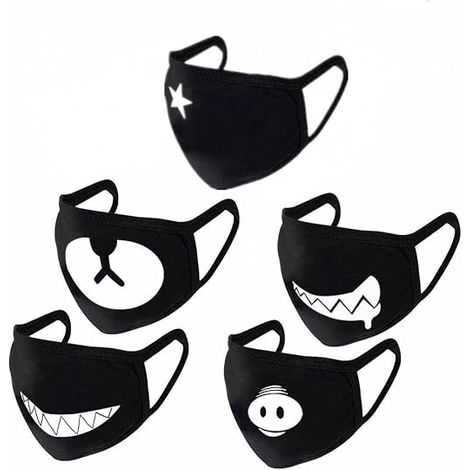 Mouth Mask, Face Mask, Mouth, 5 Pieces, Anti-Dust, Windproof, Cotton Face Mask with Elastic Ears for Teenagers, Women, Men, Cycling, Winter Sports (1/5)
