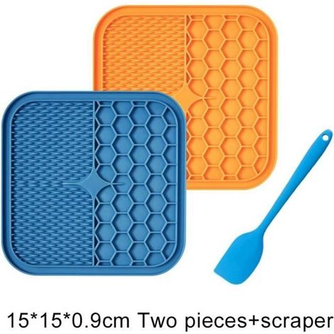 (3 PCS 15x15x0.9cm)Tapis d'Alimentation pour Animaux de Compagnie avec Grattoir, Paillasson plus Lent pour Chat et Chien, Moquette (1/4)
