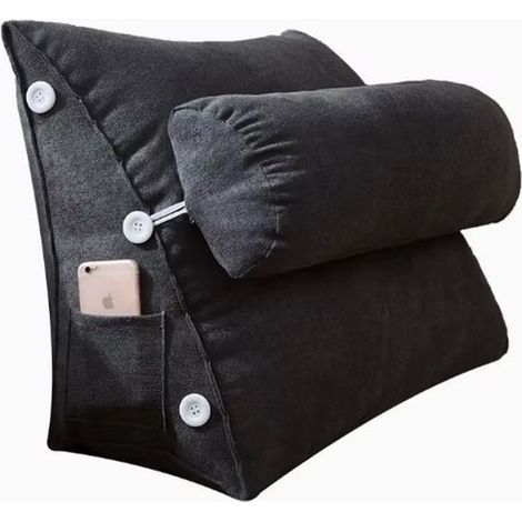 Coussin de lecture - Coussin pour lire - Pour lit et canapé - Coussin de dos - Coussin de lecture avec traversin - Coussin de lecture confortable - Coussin de méditation - Coussin lombaire - Dark Grok