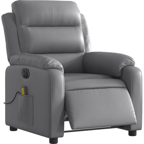 vidaXL Poltrona Massaggiante Elettrica Reclinabile Grigio Similpelle