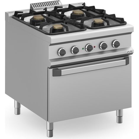 Cuisinière à gaz - 4 feux - 2x7 + 2x11 kW - Avec four électrique - Arilex