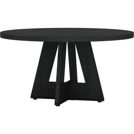 Runder Esstisch 120 cm aus Holzwerkstoff in Schwarz, Farmhouse-Stil, für 4 Personen (1/5)