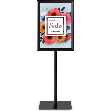 COSTWAY A3 Soporte para Carteles de Metal Póster de Menú Publicidad de Pie Altura Ajustable Giratorio (Negro) (1/5)