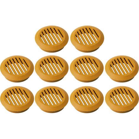 10x Griglia di ventilazione plastica tonda 50 mm da incasso areazione dell'aria, Marrone chiaro