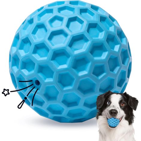 Giocattolo per cani - Palla indistruttibile con fischietto, realizzata in gomma naturale con funzione di igiene dentale, Ø 8 cm (1/5)