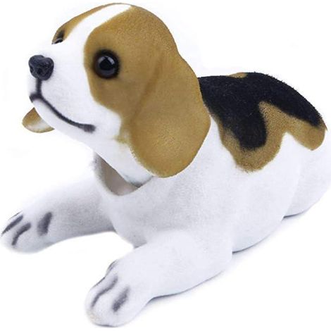 Chien hochet tête qui bouge Beagle noir blanc, chien hochement marron clair, déco intérieure voiture, cadeau original, accessoire auto (1/5)