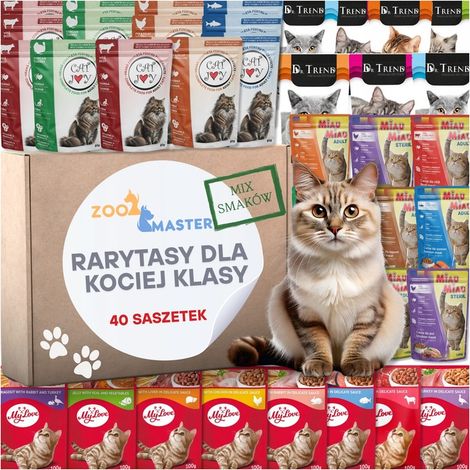 Cibo umido per gatti, in bustine, mix di gusti, prelibatezze per gatti, 40 pezzi.