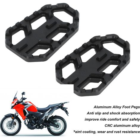 Schwarze, CNC-gefräste Aluminium-Fußrasten mit Anti-Rutsch-Funktion für Motocross-Motorräder Versys X300, 650, 1000 (2er-Set) (1/5)