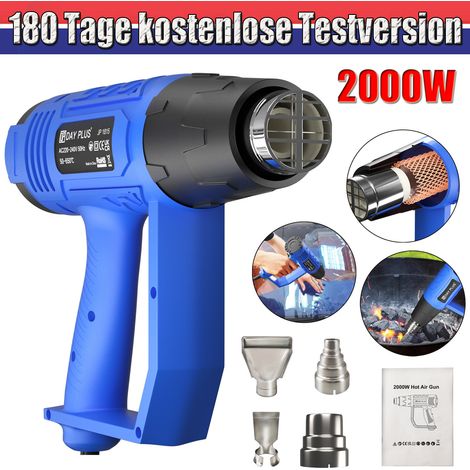 2000w pistolet à air chaud séchoir à air chaud ventilateur à air chaud avec 4 buses, température maximale 600 ° C