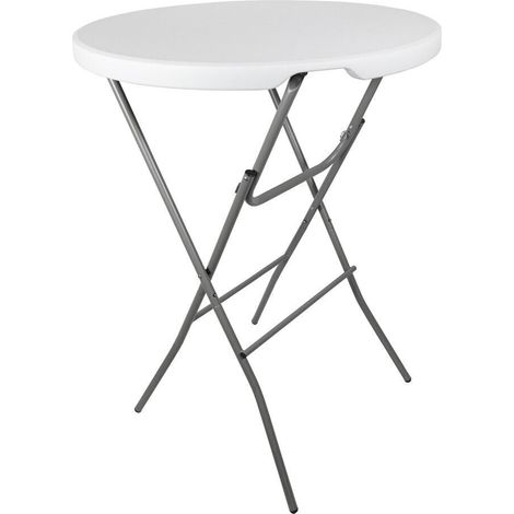 Table mange debout pliable - D 80 x H 110 cm - Blanc - Livraison gratuite (1/6)