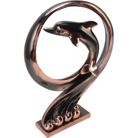 Statuette Dauphin Style Moderne en Résine Imitation Cuivre, Sculpture Décorative Faite Main pour Maison - Modèle 1201021079 (1/5)