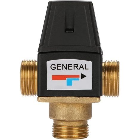 Vanne en Laiton vanne mitigeur thermostatique -3 Voies Fil extérieur DN20 Filetage mâle vanne mélangeuse thermostatique en Laiton pour Chauffe-Eau Solaire (1/5)
