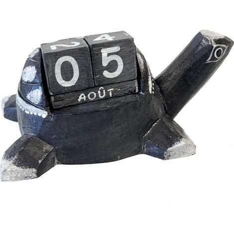 Calendrier perpétuel en bois Tortue grise (1/2)
