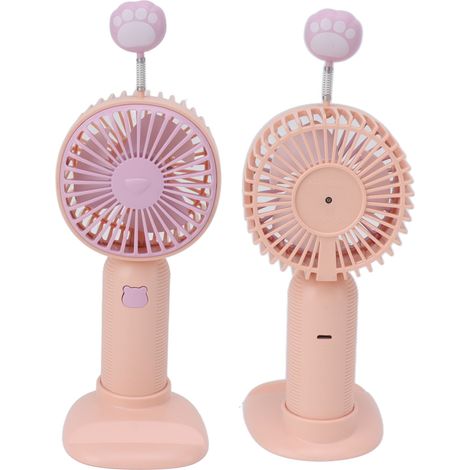Ventilateur portable mini rechargeable par USB avec base pour intérieur et extérieur rose (1/5)