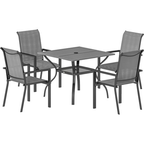 Outsunny Set da Esterno 5 Pezzi con Tavolo e 4 Sedie Impilabili Grigio