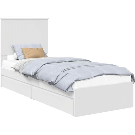 Maison Exclusive - Aufbewahrungsbett mit Kopfteil Weiß 75 x 190 c