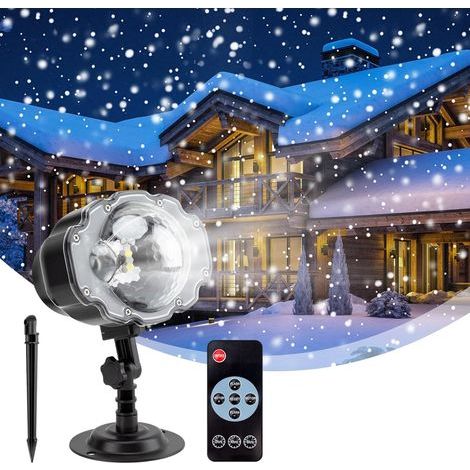 Projecteur de Noël, lumières LED en forme de chute de neige - Projecteur d'extérieur étanche avec télécommande - Projecteur pour le Nouvel An, les vacances, Halloween, Noël, mariage (1/5)