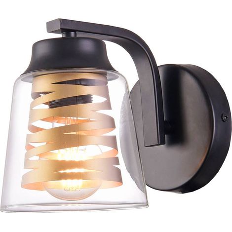 Lampada da parete ZENAida BLACK TRASPARENTE E27 1X MAX 40W L: 20 cm B: 14 cm H: 20cm dimmerabile (1/3)
