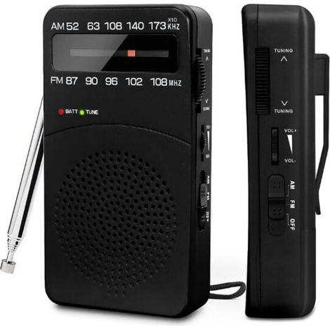 Radio portable, radio AM (MW)/FM à piles, radio transistor de poche avec excellente réception, bouton de réglage avec indicateur de signal, mini radio portable (1/5)