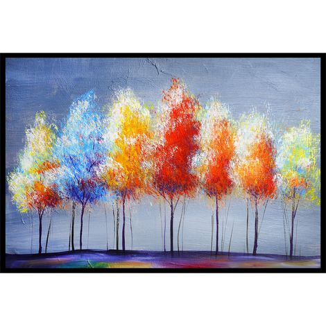 Affiche encadrée art abstrait arbres colorés