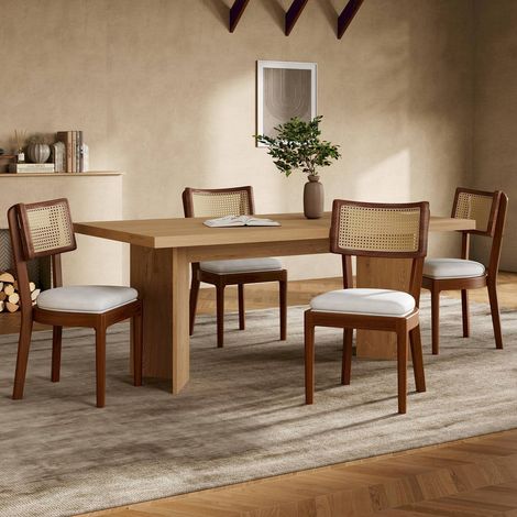 Lot de 6 chaises modernes en bois massif noyer confortables avec assise en velours (1/5)