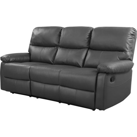 Divano reclinabile "Lincoln" - 197 x 89 x 103 cm - 3 posti - Grigio (1/5)