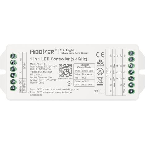 MiBoxer PR5 LED-Controller (12-48V, 5in1: mono/CCT/RGB/rgbw/rgbcct)