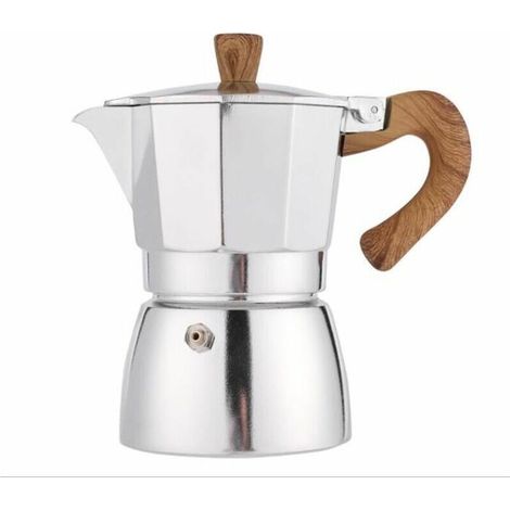 Cafetière Italienne Cafetière Moka 300 ml en alliage d'aluminium outils à café style européen épaissis argent