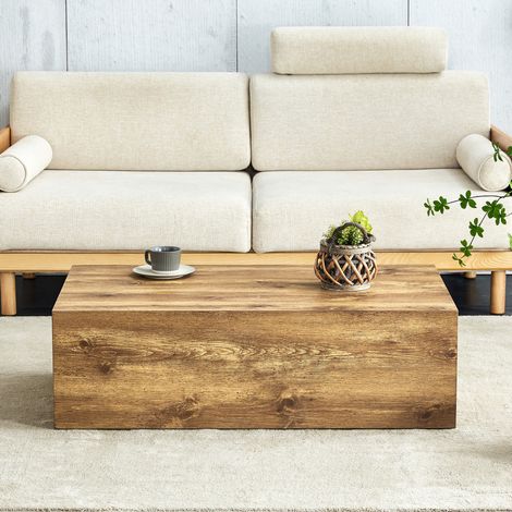 Tavolino da caffè 90x50x30 cm effetto legno in MDF con struttura monoblocco (1/5)