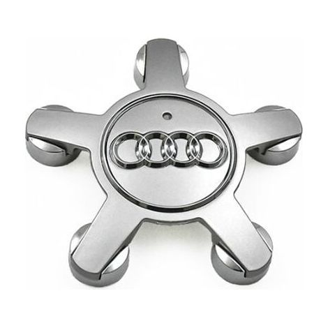 Jeu de 4 caches-moyeux pour enjoliveurs Audi 135 mm – ABS argent – Remplacement emblèmes A4 A5 A6 S6 R8 RS4 RS6 TT Q5 Q7 - 4f0601165 (1/5)
