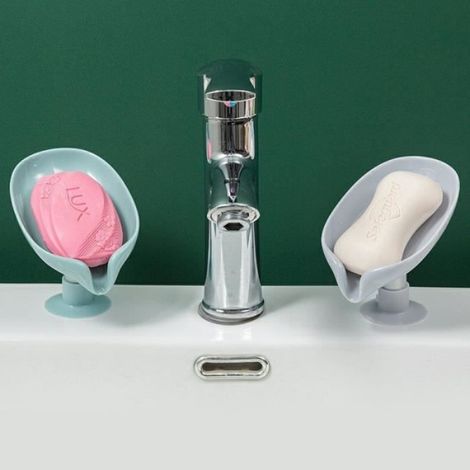 Porte-savon en forme de feuille, étagère de douche, boîte à savon de bain, ventouse verticale, plateau de rangement pour le linge, (1/4)