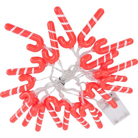 Guirlande lumineuse 20 LED sucre d'orge 3m forme J pour décoration de chambre fêtes Noël (1/5)
