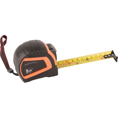 Ruban à mesurer en acier ABS noir et orange, autobloquant, finition mate pulvérisée, pour le travail du bois (1/5)