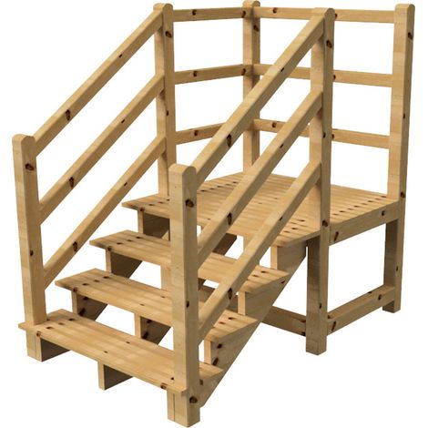 MILANO Außentreppe 4 Stufen H71 cm - Podest L116 x B120 cm - Treppengeländer links und rechts - Podestgeländer links und hinten