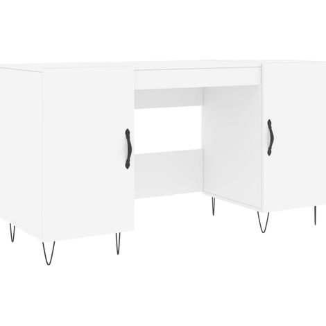 Bureau table poste de travail meuble d'ordinateur informatique étude 140 x 50 x 75 cm bois d'ingénierie blanc