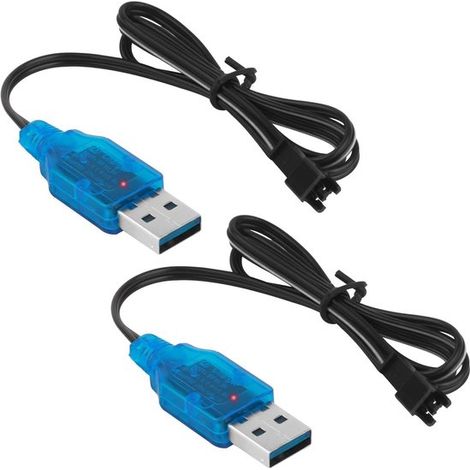 2 Stück 3 7V USB-Ladekabel mit SM-2P-Stecker Ni-MH-Akku-USB-Ladekabel universelles RC-Ladekabel für LiPo-Akkus kompatibel mit RC-Autos Booten und 3,7V