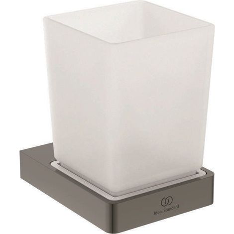 Cepillo de dientes cristal CONCA cuadrado, con soporte de pared magnético gris IDEAL STANDARD