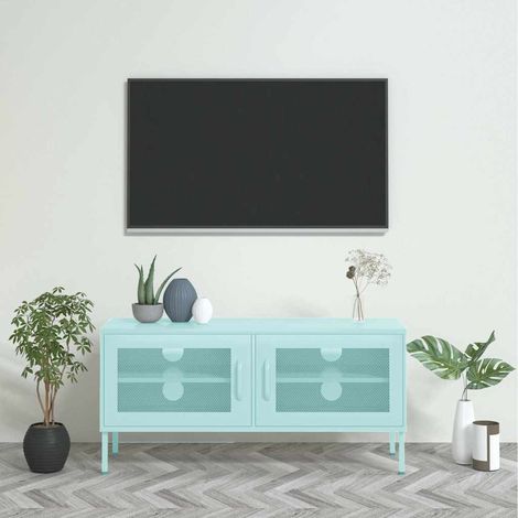 vidaXL Meuble TV Vert menthe 105x35x50 cm Acier (1/5)
