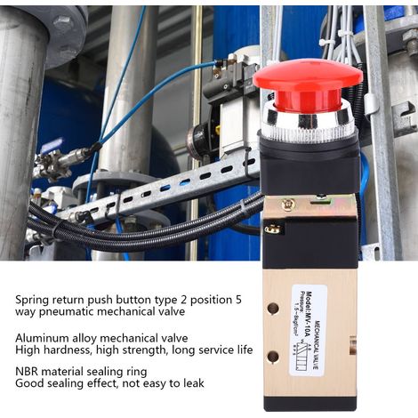 MV-10A Vanne Mécanique Air 2 Positions 5 Voies Rappel Ressort Bouton Poussoir 1/4 Pouce PT Alliage Aluminium Distributeur Inverseur 1 U (1/5)