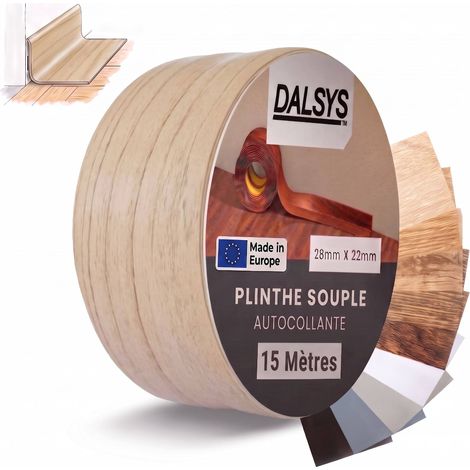 Dalsys plinthe souple autocollante plinthe adhésive, plinthe de finition pour joints dans le séjour, la cuisine, la salle de bain, en PVC synthétique - Hêtre 15m