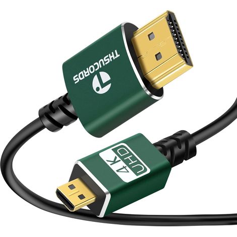 Extra Thin Câble Micro HDMI vers HDMI 3M, Ultra Extrêmement & Flexible Fin Câble Micro HDMI Supporte 3D/4K@60Hz/18Gbps/1080P for GoPro Raspberry Pi 4 (1/5)