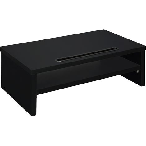 1 support de bureau en bois à 2 niveaux, porte-écran intégré, rangement organisé, hauteur ergonomique, usage bureau domicile et professionnel (1/5)