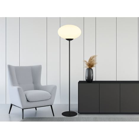 Retro Stehleuchte FOMENTO Schwarz mit Glaskugel, Höhe 150cm