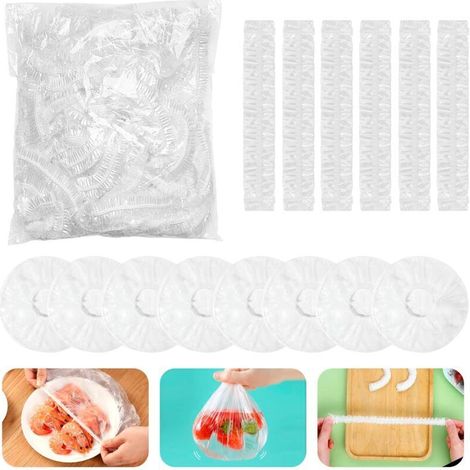 Lot de 350 sacs de conservation avec élastique en plastique extensible - Pour aliments, bols, fruits (1/4)