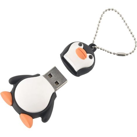 USB 2.0 Penguin-Shaped U-Disk USB Memory and Data Device Flash Drive Black+White, 32GB (1/5)